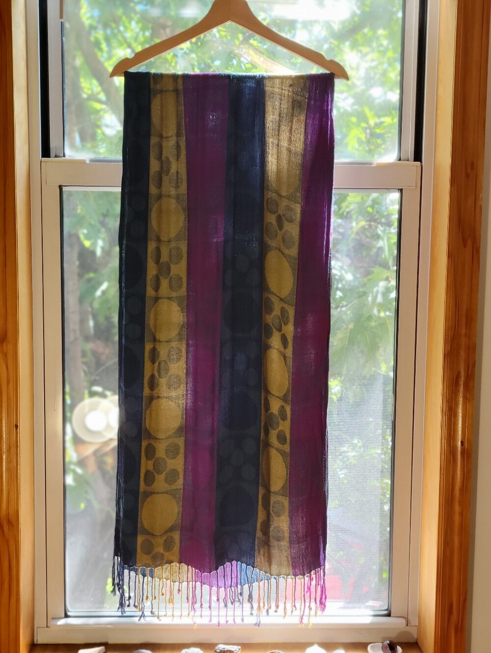 Multicolor Polka Dot Scarf - Yellow, Magenta, Teal, Navy Blue
